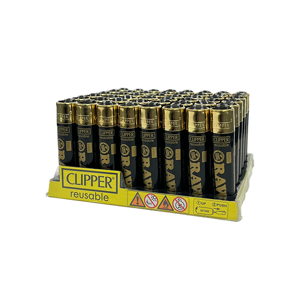 RAW Printed Clipper Refillable Lighters - 48 Pack | The CBD Hut