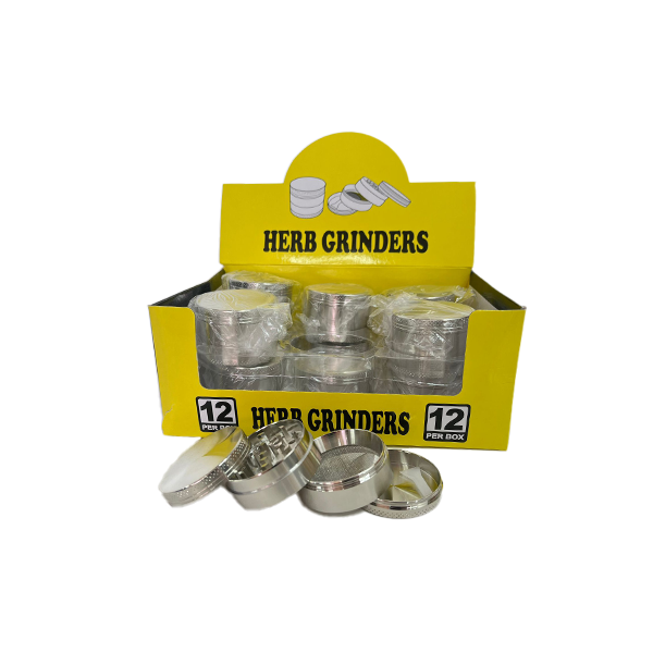 4 Part Silver Metal Tobacco Grinder | The CBD Hut