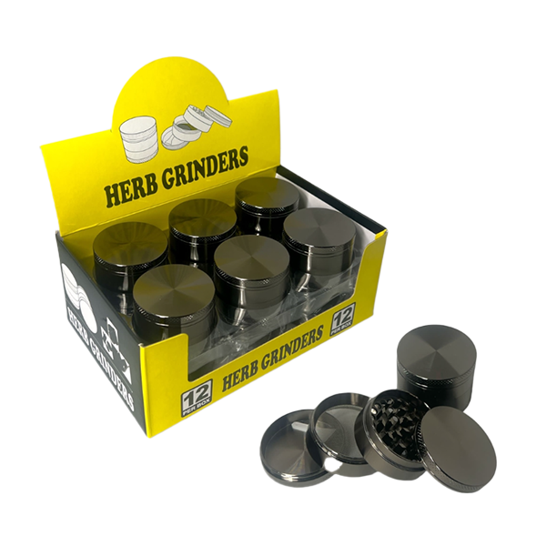4 Part Black Metal Tobacco Grinder | The CBD Hut