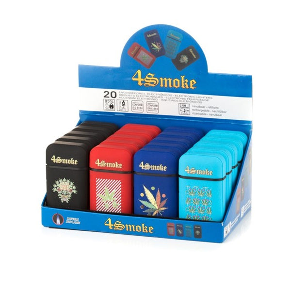 4Smoke Dual Jet Electronic Refillable Lighters - 20 Pack | The CBD Hut