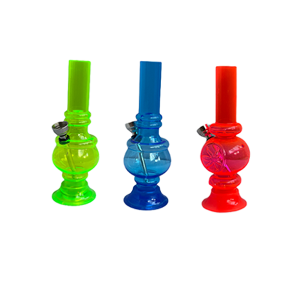 12 x 6" Small Acrylic Bong With Rubber Base Mixed Colours - GS0686 - The CBD Hut