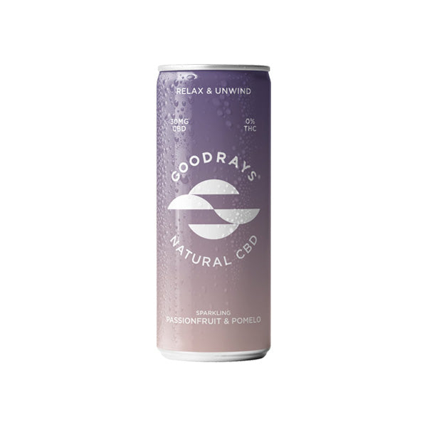 Goodrays 30mg CBD Passionfruit & Pomelo Seltzer - 250ml | The CBD Hut