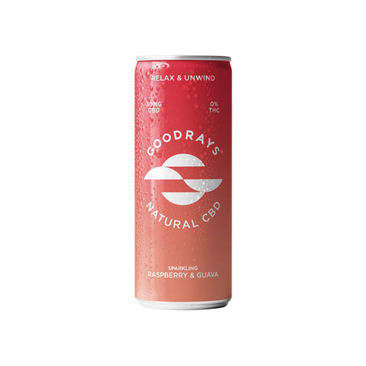 Goodrays 30mg CBD Raspberry & Guava Seltzer - 250ml | 12 Pack | The CBD Hut