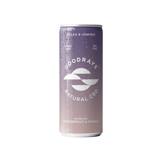 Goodrays 30mg CBD Passionfruit & Pomelo Seltzer - 250ml | 12 Pack | The CBD Hut