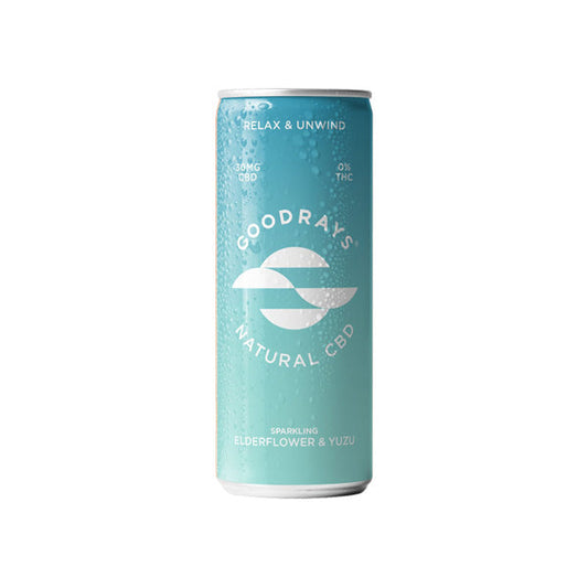 Goodrays 30mg CBD Elderflower & Yuzu Seltzer - 250ml | 12 Pack | The CBD Hut