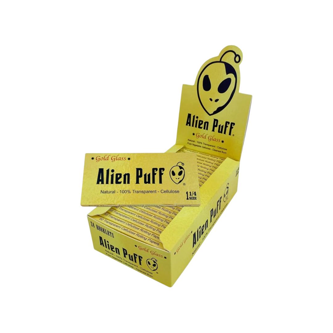 Alien Puff 1.25 Size Transparent Glass Papers - 24 Packs | The CBD Hut
