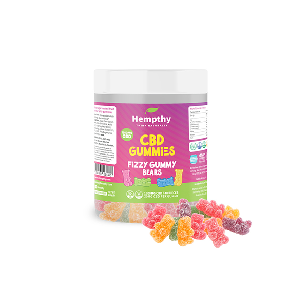 Hempthy 1200mg CBD Fizzy 'Gummy Bears' Gummies - 40 Pieces | The CBD Hut