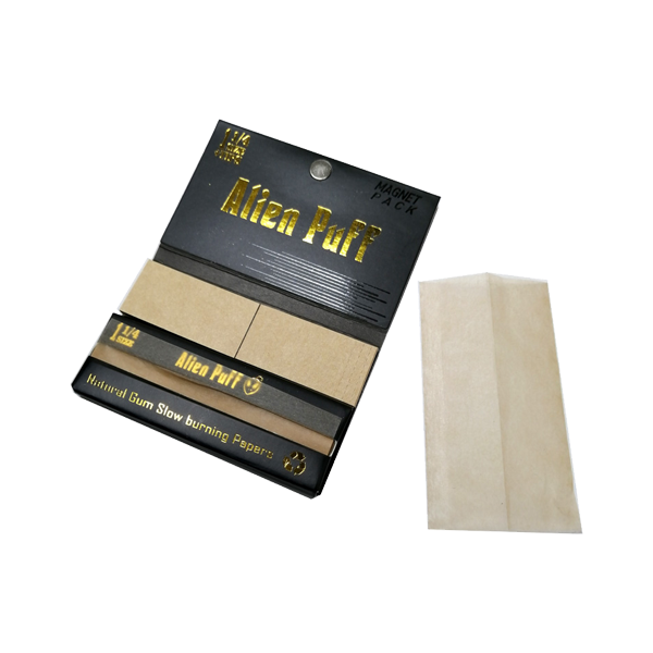 33 Alien Puff Black & Gold 1 1/4 Size Magnetic Unbleached Rolling Papers + Tips - The CBD Hut