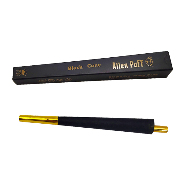 24 Alien Puff Black & Gold King Size Pre-Rolled Black Cones - The CBD Hut