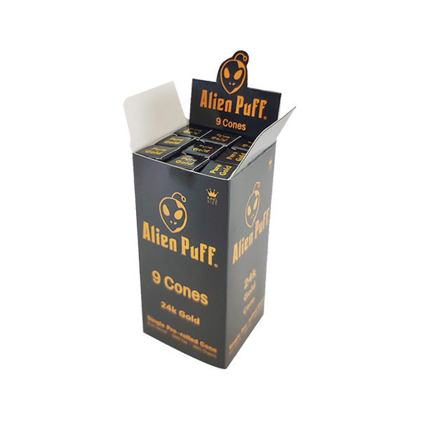 Alien Puff Black & Gold King Size Pre-Rolled 24K Gold Cones - 9 Packs | The CBD Hut