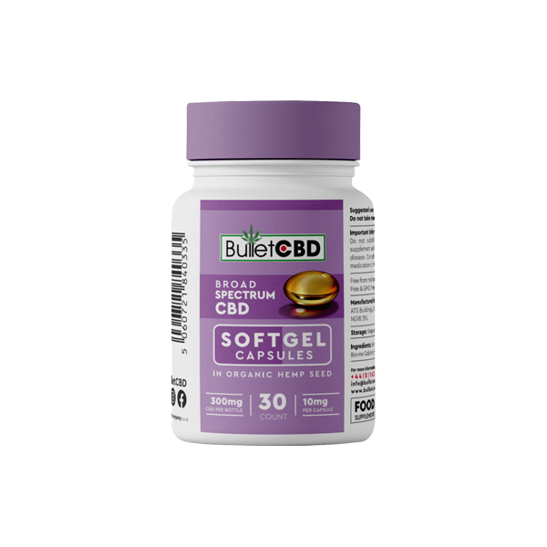 Bullet CBD 300mg Broad Spectrum Soft Gel Capsules - 30 Caps | The CBD Hut