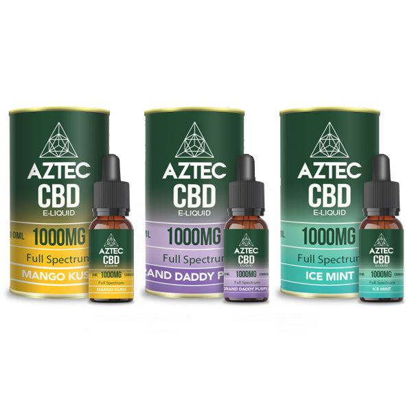 Aztec CBD 1000mg Vaping Liquid - 10ml (50PG/50VG) | The CBD Hut