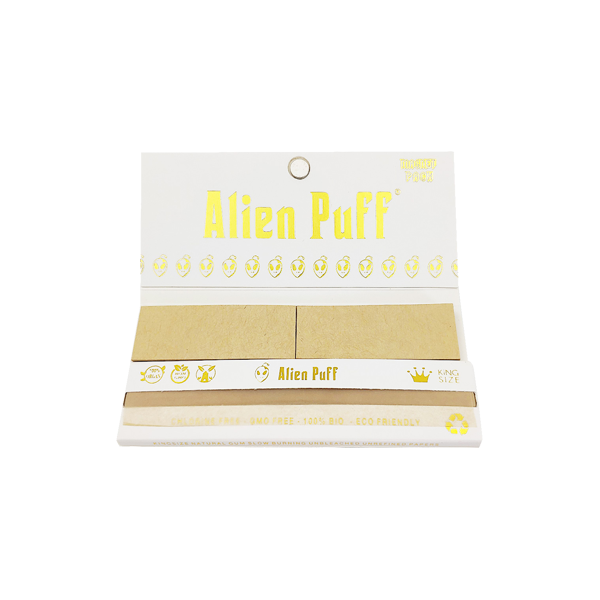 33 Alien Puff White & Gold King Size Unbleached Brown Rolling Papers - The CBD Hut