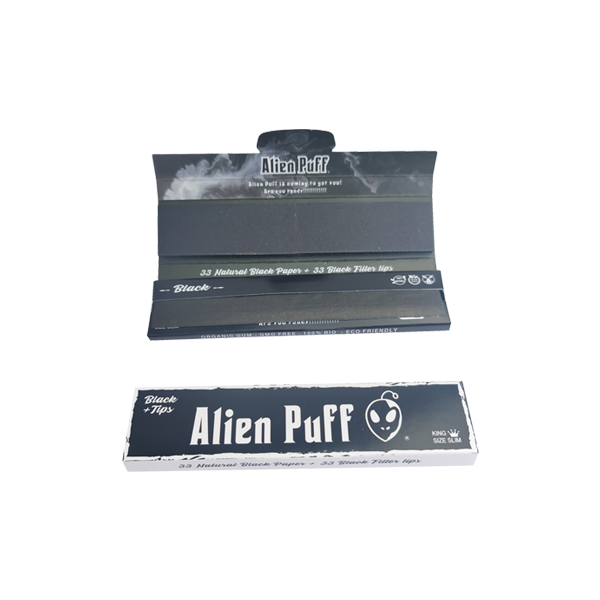 33 Alien Puff King Size Black Rolling Papers With Tips - The CBD Hut