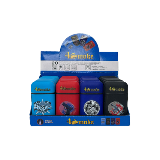20 x 4smoke Dual Jet Guns & Skulls Design Electronic Refillable Lighters - DH750-02 | The CBD Hut
