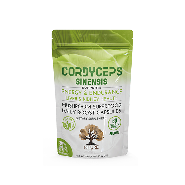 NTURE 2000mg Cordyceps Sinensis Mushroom Capsules - 60 Caps | The CBD Hut