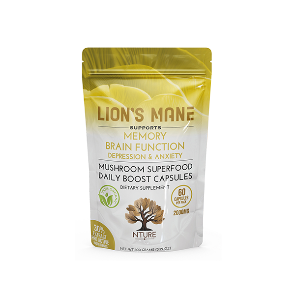 NTURE 2000mg Lion's Mane Mushroom Capsules - 60 Caps | The CBD Hut