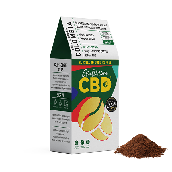 Equilibrium 100mg Full Spectrum CBD Ground Coffee Beans - 100g | The CBD Hut