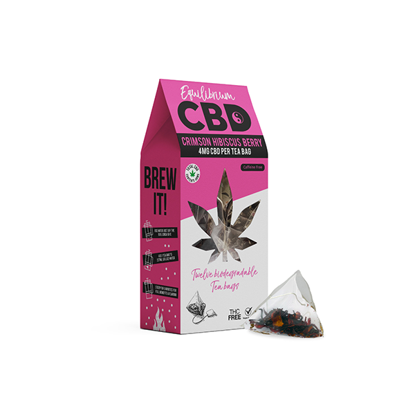 Equilibrium Broad Spectrum CBD Crimson Hibiscus Berry Tea Bags - Box of 12 | The CBD Hut