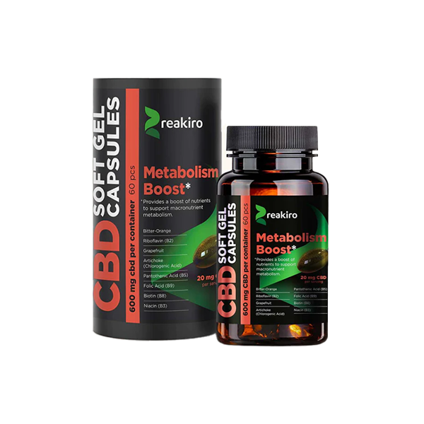 Reakiro 600mg CBD Metabolism Boost Soft Gel Capsules - 60 Caps (BUY 1 GET 1 FREE) | The CBD Hut