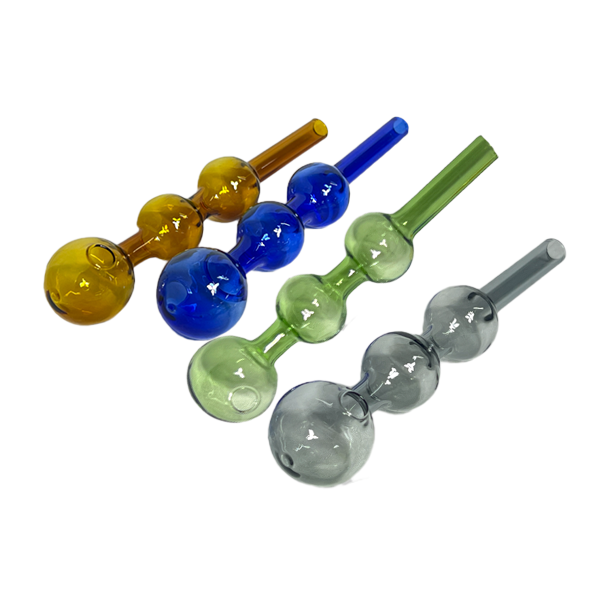 10x Mixed Colours Glass Pipe 3 bubble design - GB68 - GS0580 - The CBD Hut