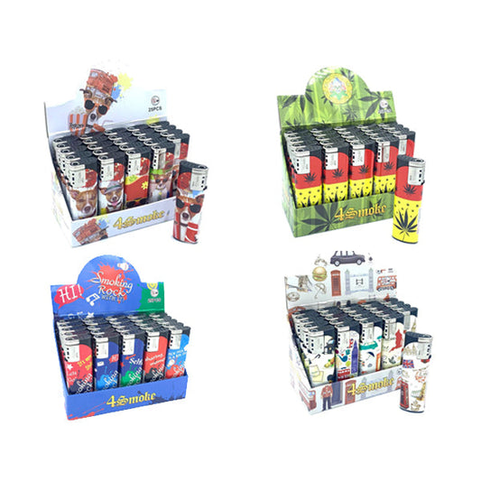 4Smoke Wind-Proof Printed Lighters - 25 Pack | The CBD Hut