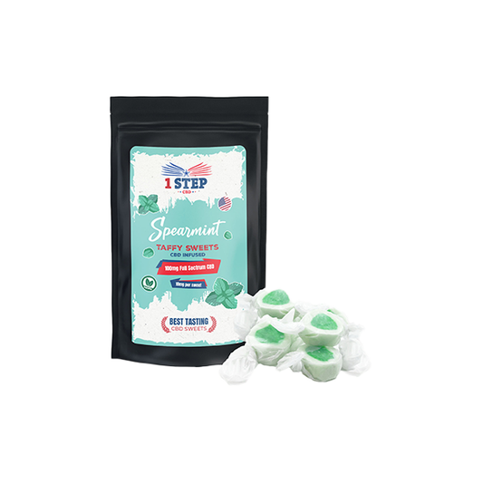1 Step CBD 100mg Full Spectrum Spearmint Taffy Grab Bag - 60g | The CBD Hut