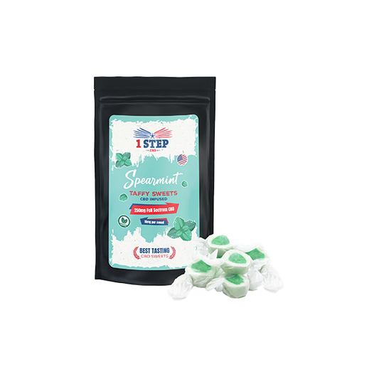 1 Step CBD 250mg Full Spectrum Spearmint Taffy Grab Bag - 150g | The CBD Hut