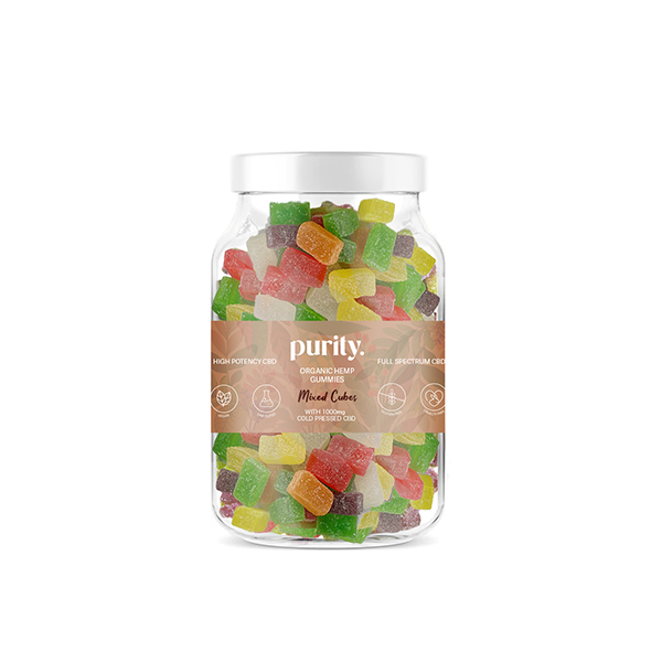 Purity 1000mg Full-Spectrum CBD Vegan Gummies 400g - Mixed Cubes | The CBD Hut