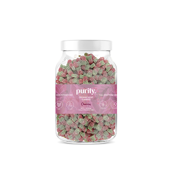 Purity 1600mg Full-Spectrum CBD Vegan Gummies - Gummy Cherries | The CBD Hut