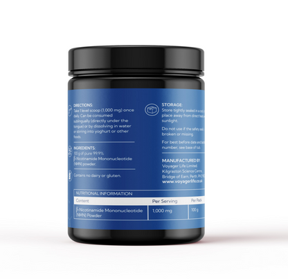 Voyager Pure NMN Powder 100g tub back label