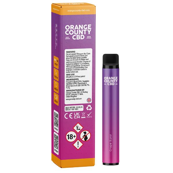 Orange County Grape Burst 500mg CBD/CBG Disposables - 10 Pack | The CBD Hut