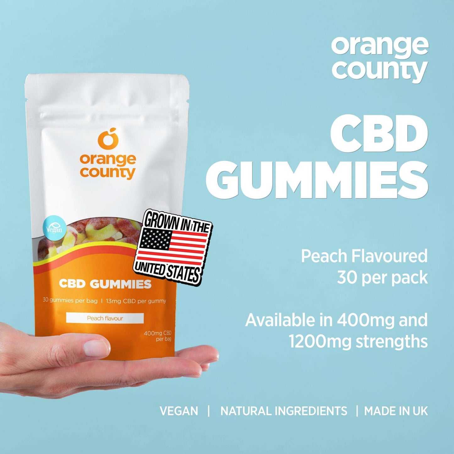 Orange County CBD Gummy Peach Rings Small Tub