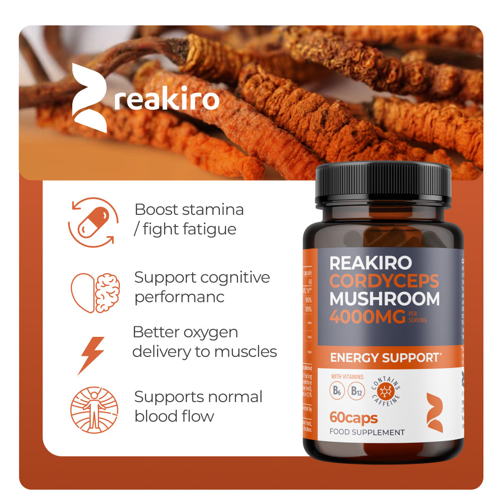 Reakiro Cordyceps Mushroom Capsules 4000mg 60 Pack