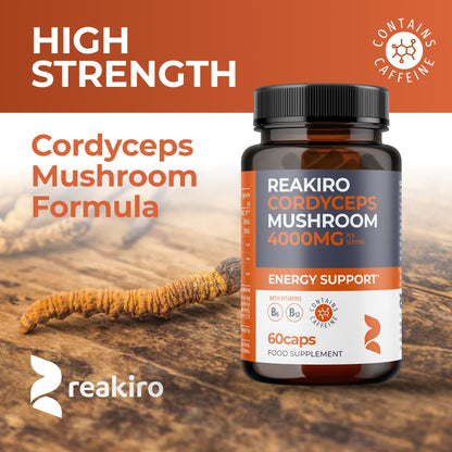 Reakiro Cordyceps Mushroom Capsules 4000mg 60 Pack