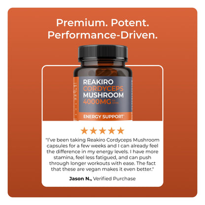 Reakiro Cordyceps Mushroom Capsules 4000mg 60 Pack