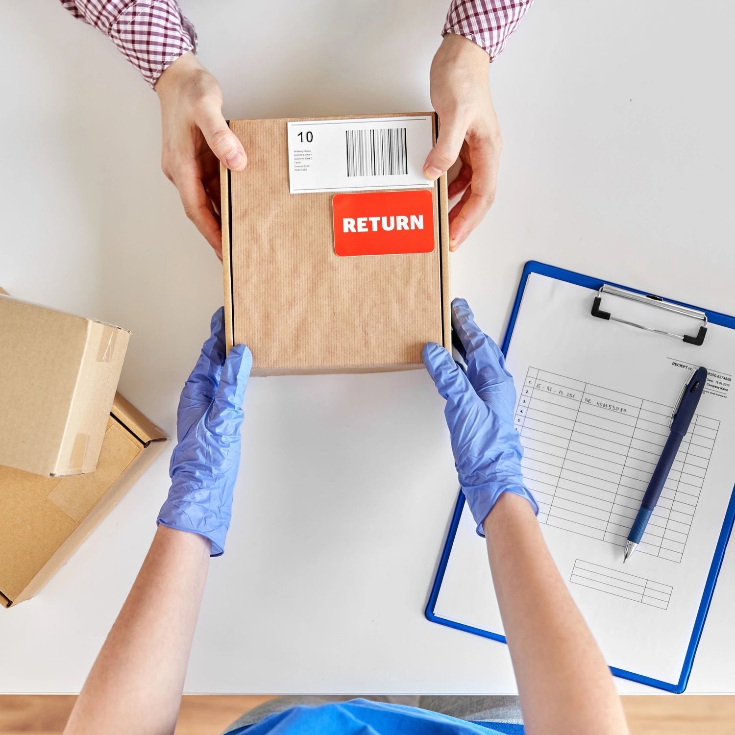 Someone returning a parcel