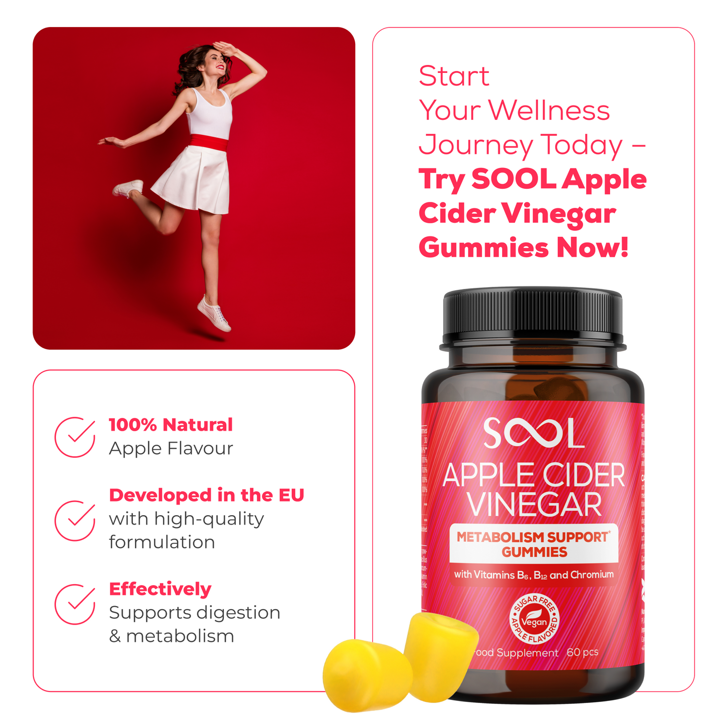 SOOL Apple Cider Vinegar Gummies 60 Pack product image 4