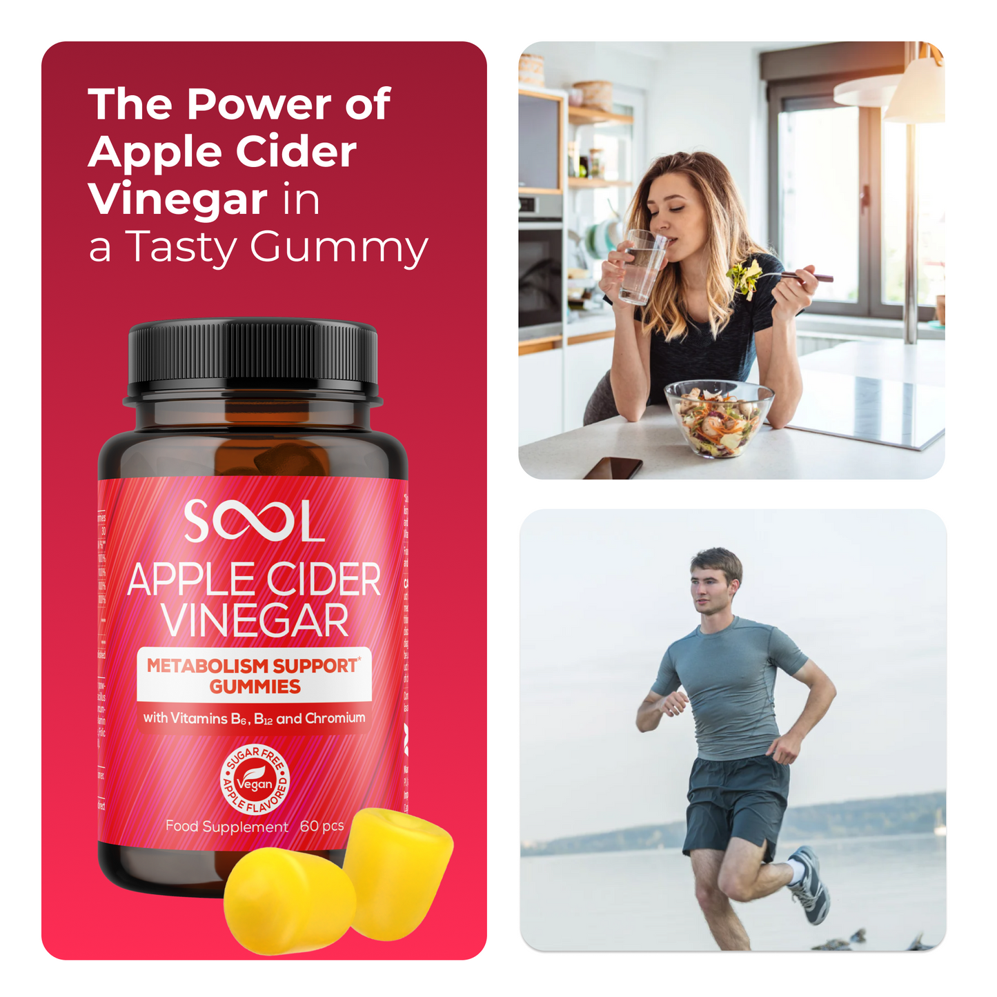 SOOL Apple Cider Vinegar Gummies 60 Pack product information image