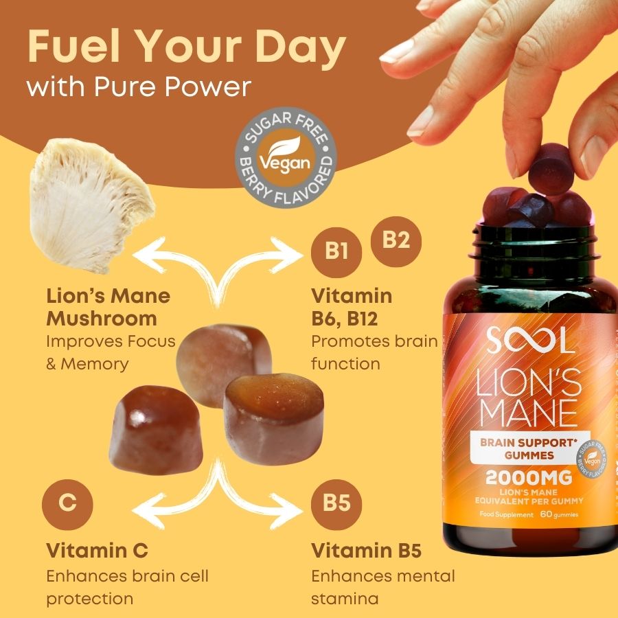 SOOL Lion’s Mane Mushroom Gummies Berry 60 Pack product image 2