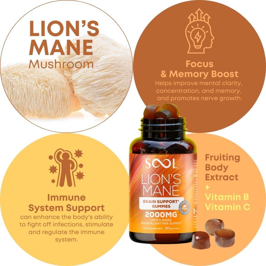 SOOL Lion’s Mane Mushroom Gummies Berry 60 Pack product image 3