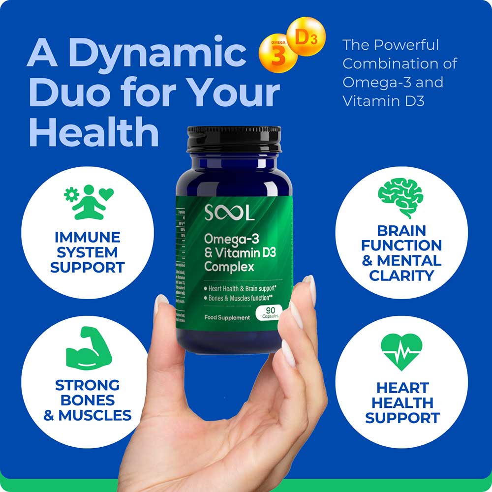 SOOL Omega-3 & Vitamin D3 Softgel Capsules 90 Pack product information image