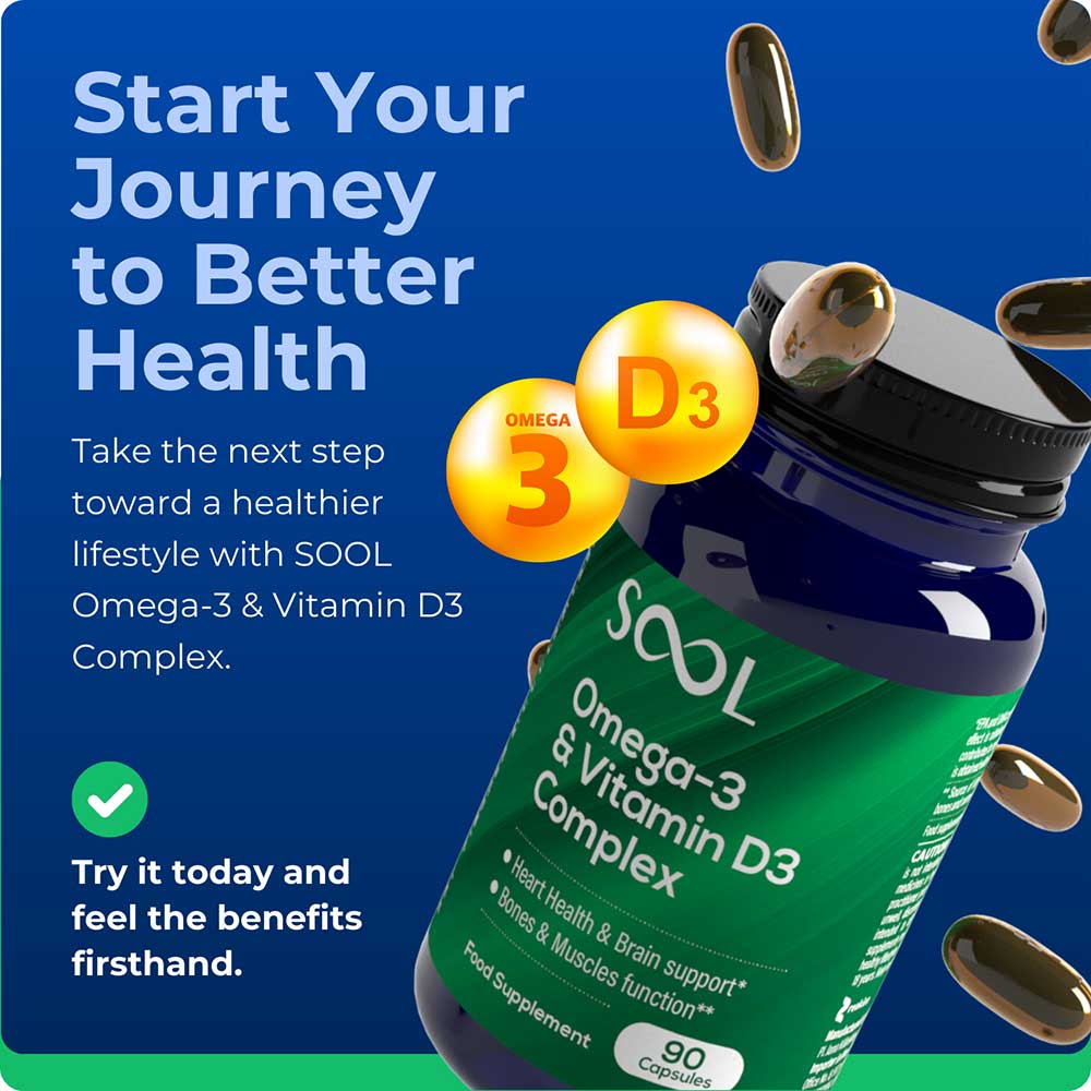 SOOL Omega-3 & Vitamin D3 Softgel Capsules 90 Pack product image 3