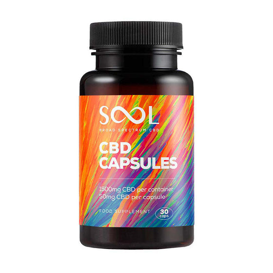 SOOL Broad Spectrum CBD Gel Capsules 1500mg – 30 Capsules front product view