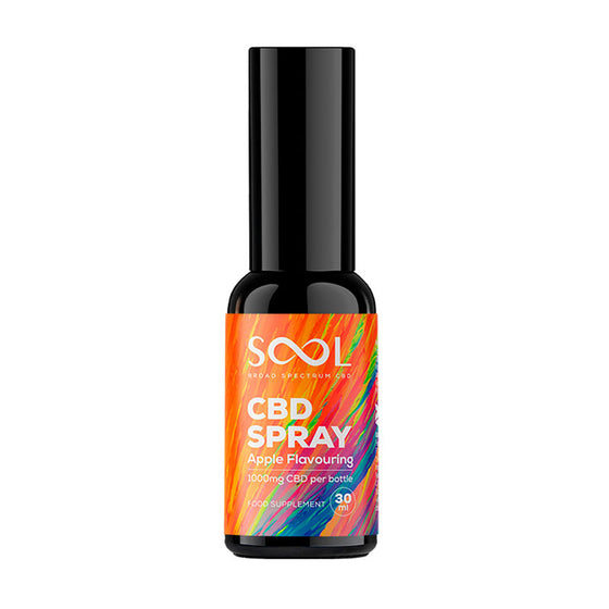 SOOL Broad Spectrum CBD Spray 1000mg Apple 30ml bottle
