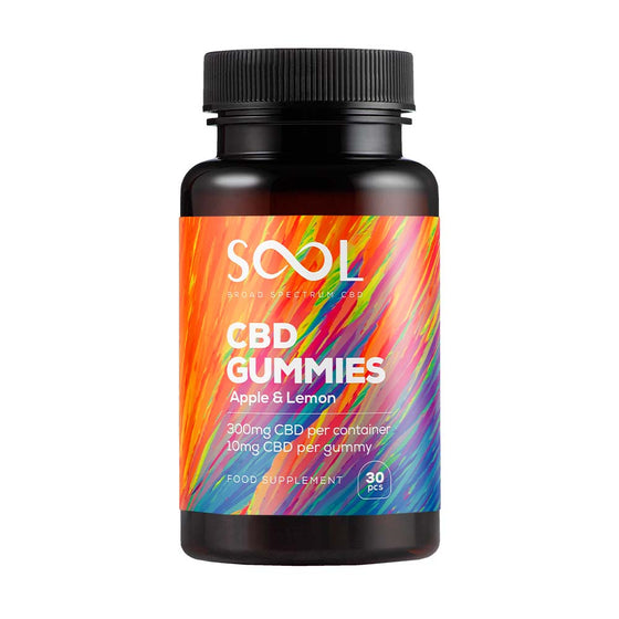 SOOL Broad Spectrum CBD Gummies 300mg Apple & Lemon – 30 front product view