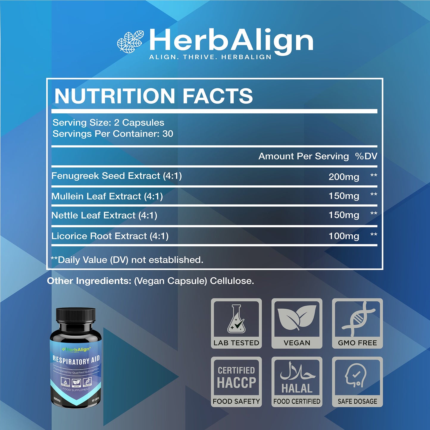 Herbalign Respiratory Support Capsules with Mullein