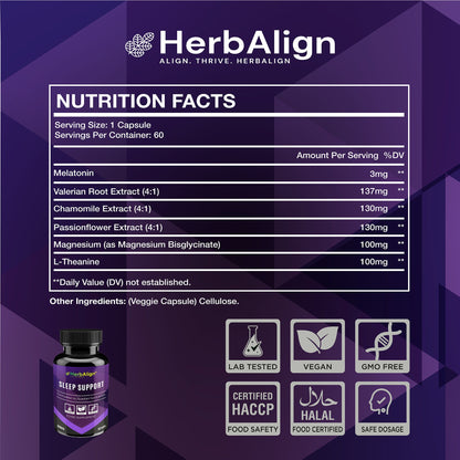 Herbalign Sleep Support Capsules with Valerian & Melatonin