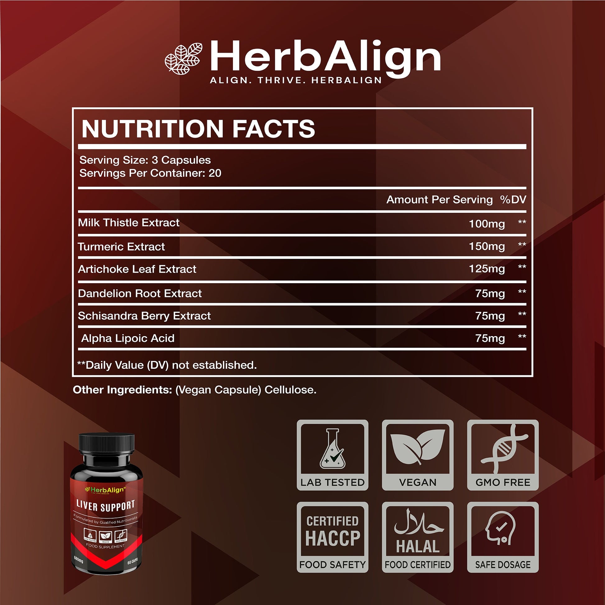 Herbalign Liver Support Capsules with Milk Thistle