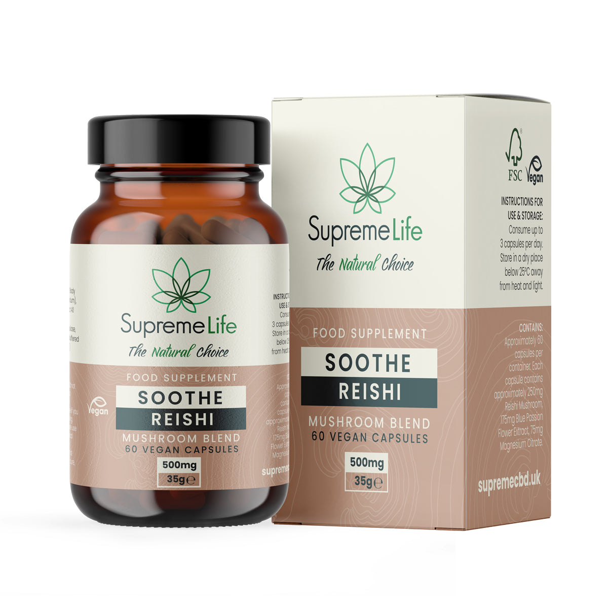 Supreme Life Soothe Reishi Capsules 500mg at The CBD Hut